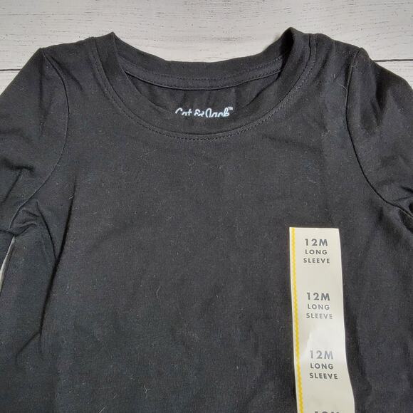 Cat & Jack Basic Long Sleeve T-Shirt Toddler Girls Size 12M Black - Picture 2 of 5